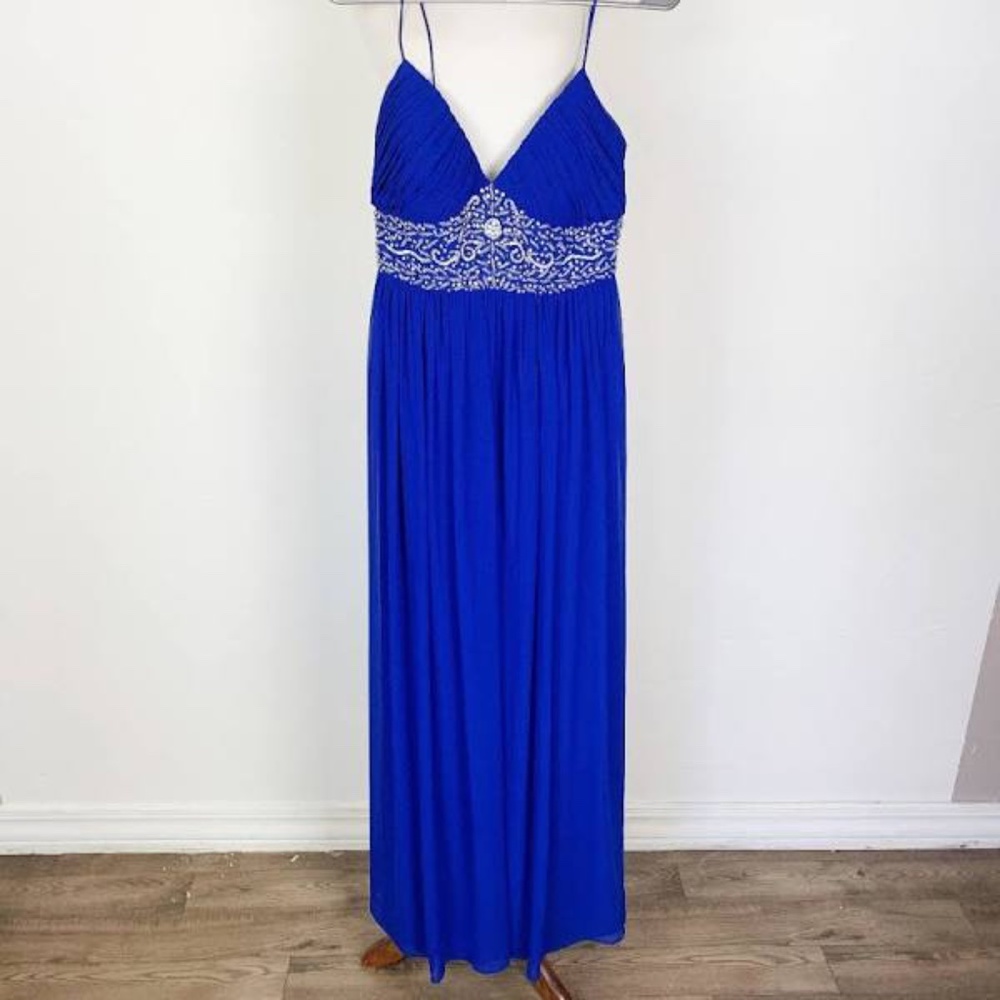 Aidan Mattox Evening Gown Formal Blue Beaded